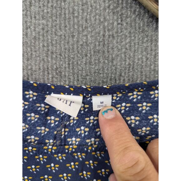 GAP Blouse Womens Medium Ditzy Print Pullover Top Navy Preppy Teacher Office - Picture 4 of 10